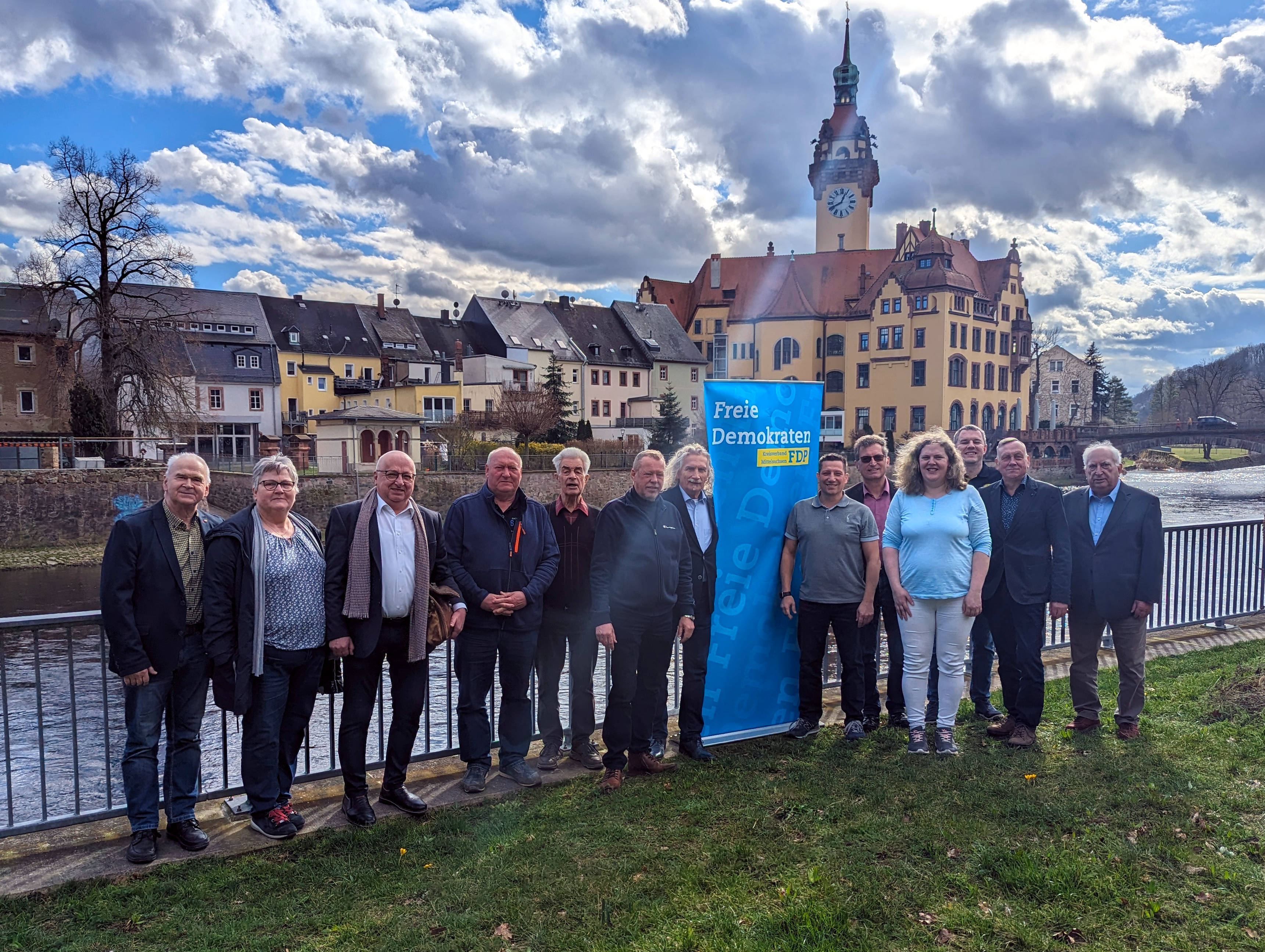 FDP Mittelsachsen mit Rathaus Waldheim